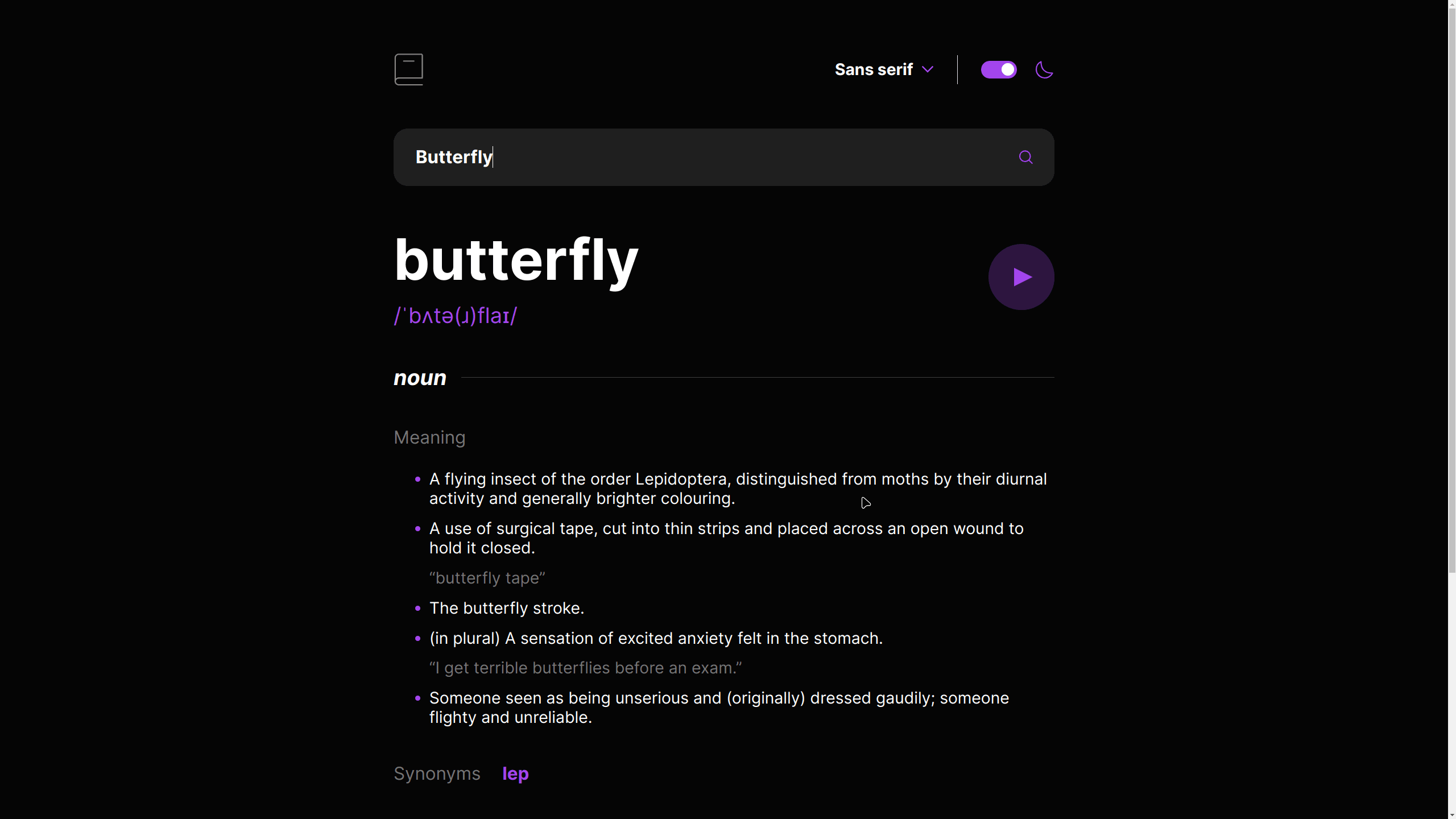 Dictionary web app
